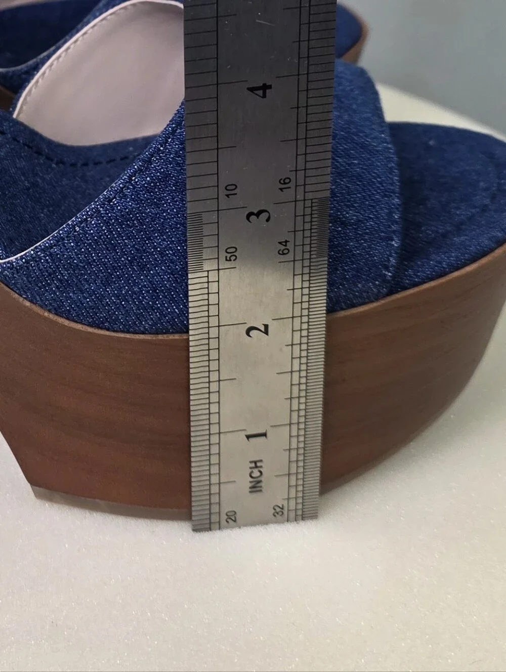 MIX No. 6 Carinda Denim Platform Sandals Indigo Blue Chunky Wood Heel 7.5M NEW